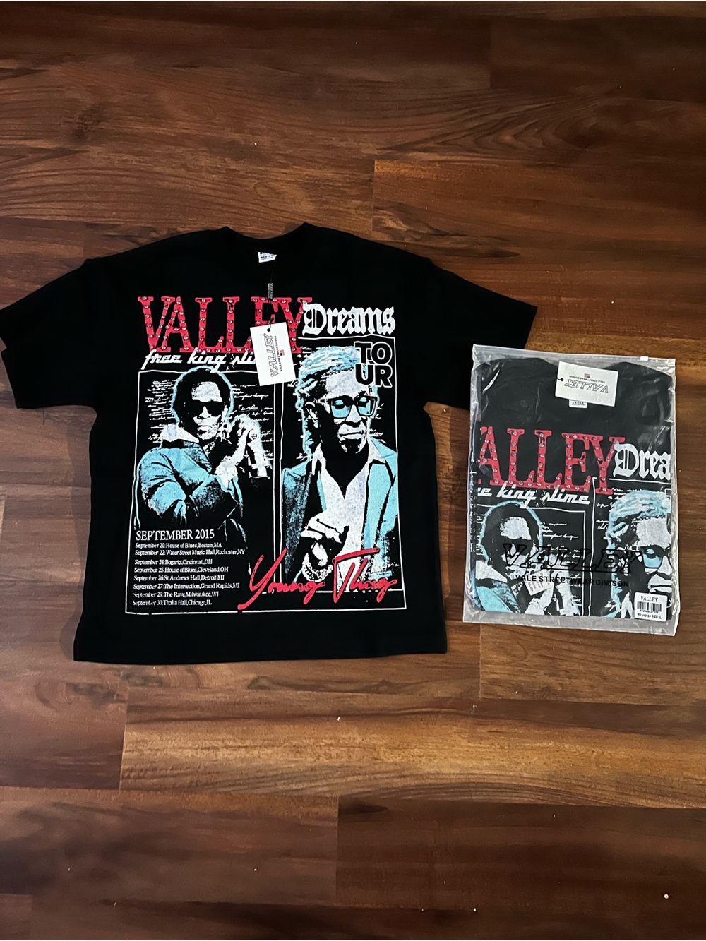 Graphic Short Sleeve Tee - Black with Red & Blue Print